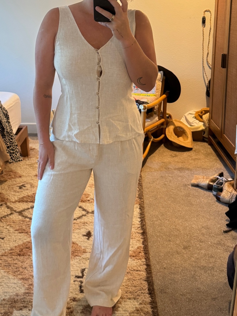 NWT Linen Matching Set